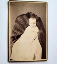 Vintage Photograph Cabinet Card Baby Boy in a Dress 6 1/2&quot; x 4 1/2&quot; Fost... - $9.89