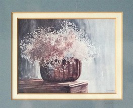 C. Welner Basket of Flowers Watercolor Signed Fine Art Matted Framed Pri... - $29.88