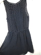 Women&#39;s Small, Zara Trafaluc Navy White Polka Dot Pleat Front Sleeveless Dress - £23.77 GBP