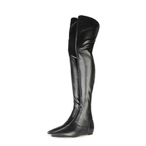 US4-11 Fashion Womens Over Knee High Boots Low Heel Pointed Toe Genuine Leather  - £131.78 GBP