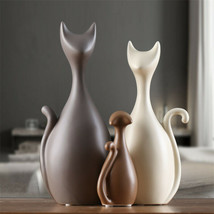 Nordic Cat Figurine Animal Abstract Statue Modern Home Decor Resin Sculpture - $47.03