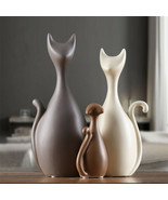 Nordic Cat Figurine Animal Abstract Statue Modern Home Decor Resin Sculp... - £37.15 GBP