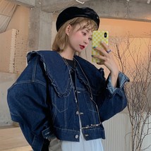 Enim jacket women sweet korean fashion peter pan collar button jeans coat female casual thumb200