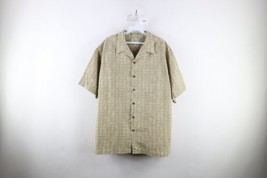 Vtg 90s LL Bean Mens L Faded Looped Collar Abstract Short Sleeve Button Shirt - £39.38 GBP