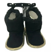 Bebe Baby Black Suede Metallic  Faux Fur Crib Boots Booties Size3 (6-9) Mths NWT - £9.35 GBP