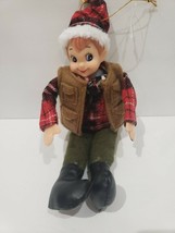 Christmas Pixie Elf Camper Doll Tree Knee Hugger Ornament  - £12.45 GBP
