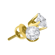 14kt Yellow Gold Womens Round Diamond Solitaire Stud Earrings 3/8 Cttw - £804.27 GBP