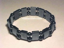 Natural Hematite Power Bead Bracelet, Magnetic Jewelry, Fancy Natural Hematite  - £9.67 GBP