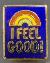 Vintage I FEEL GOOD! with Rainbow - Gold Tone &amp; Enamel Pin - €8,49 EUR