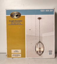Hampton Bay Findlay 3-Light Brushed Nickel Chandelier with Frosted Glass Shades - $107.37