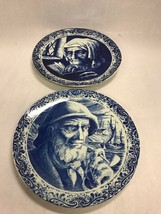 2 ceramic Pottery BOCK Freses La Louviere Belguim DELFTS plate Fisherman... - £29.64 GBP