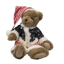 Boyds Bear Plush Benjamin Santabeary Santa Bear Flag Stars Red White Blue Americ - £28.24 GBP
