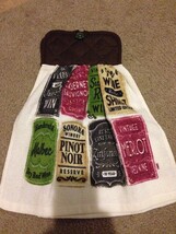 Wine Labels Towel with pot holder top for hanging Hand assemble. Fall Co... - $6.83 CAD