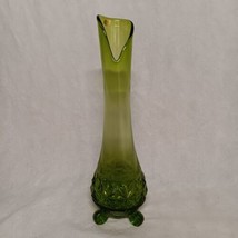 L E Smith Diamond Butt 3 Wheel Green Swung Vase 18.75” Vintage MCM Mid Century - £118.81 GBP