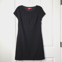Boden Black Wool Crepe Sheath Dress Size 10 Lined Circle Appliques Short... - $23.28