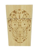 Fujima Keyhole Skull Wood Wrapped Push To Open 100s Size Cigarette Case - $8.90