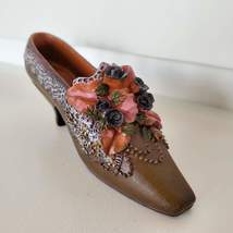 Shoe Figurine, Vintage 1990s, My Treasure Shoes, Kingsbridge, Brown Pink Flowers image 3