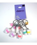 Claire's set of 5 latte cups BFF stars 3D keyring or bag clip NEW - $9.95