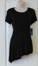 Apt. 9 Short Sleeve Asymmetric Hem Tunic Black Tie Women&#39;s Sz XS NWT MSP... - $14.74