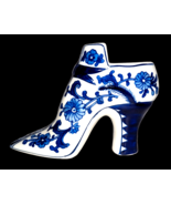 Deflt Porcelain Blue and White Floral Shoe Boot Victorian Style 7&quot; L  x ... - $20.23 CAD