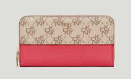 New DKNY Boxed Bryant Large Zip Around Continental Wallet Khaki / Electric Pink - £45.48 GBP
