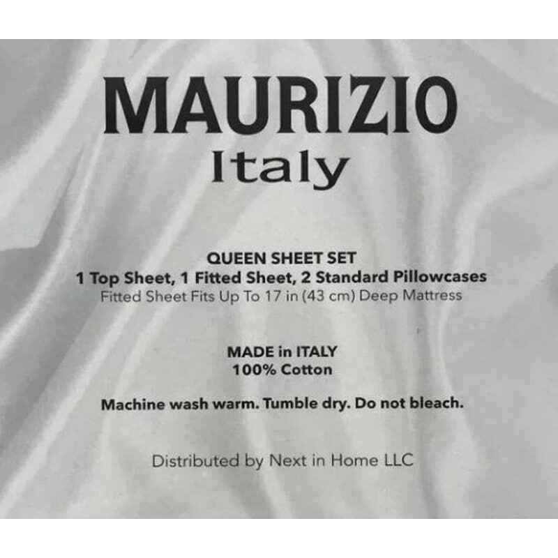 Maurizio buy Italy King White Percale Cotton 4PC Sheet Set