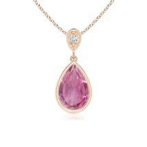 ANGARA Bezel-Set Pink Tourmaline Teardrop Pendant in 14K Gold (AA Size-9x6) - £607.73 GBP