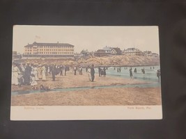 York Maine ME  Bathing Scene Youngs Beach - Hand Colored Postcard Vintage  - £7.09 GBP