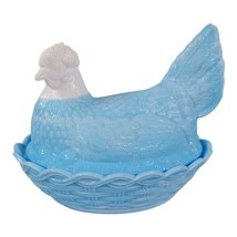 Vintage Purple Blue Turquoise Slag Glass Chicken Hen on Nest Split Tail ... - $45.78