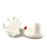 Vtg display hand & foot vase white ceramic jewelry display fetich card holder - $34.25