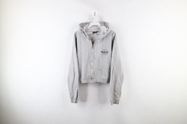 Vtg Y2K 2001 Harley Davidson Womens L Distressed Cropped Fit Full Zip Hoodie USA - £53.43 GBP