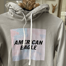 American Eagle Light Grey Logo Hoodie XS - $23.40