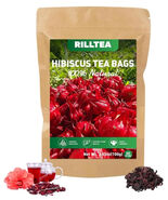 pack of 50 Rilltea Hibiscus Flower 100% Natural Tea Bags 3.53 oz EXP 07/... - €11,70 EUR
