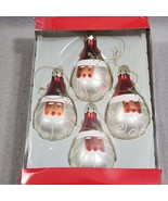 Holiday Home Set of 4 Santa Faces White Snow Glitter Decorated Glass Orn... - $408.90 MXN