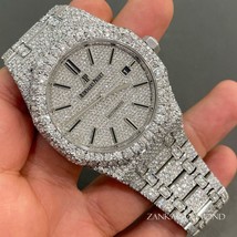 Fully Iced out Diamond AP Watch Steel Body Automatic VVS Moissanite Diamond Watc - £1,428.46 GBP