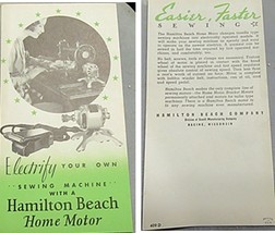 Booklet Hamilton Beach Sewing Machine With A Hamilton Beach Home Motor - £2.39 GBP