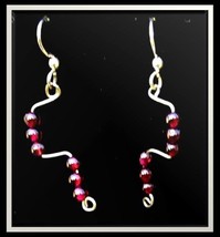 Earrings - Dark Red Garnets on Silver-Nickel - Squares, Just for Fun! - £19.75 GBP