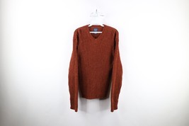 Vintage 90s Streetwear Womens Large Blank Ribbed Knit Fleece Sweater Copper - £47.44 GBP