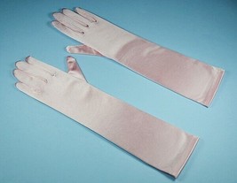 Bridal Prom Costume Adult Satin Gloves Lt Pink Solid Elbow Length New Party - £9.25 GBP