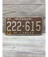 Missouri 1997 License Plate # 222-615 White on Brown VTG 30 L TRUCK Fast... - $14.84