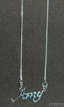 925 Sterling Silver Name Necklace - Name Plate - AMY 17&quot; Chain w/Pendant - £47.90 GBP