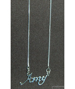 925 Sterling Silver Name Necklace - Name Plate - AMY 17&quot; Chain w/Pendant - £47.19 GBP