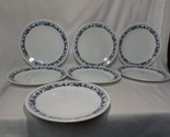 7 VTG Corelle Old Town Blue Luncheon Plates 8-1/2&quot; Dia, Made in USA - £21.45 GBP