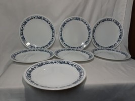 7 VTG Corelle Old Town Blue Luncheon Plates 8-1/2&quot; Dia, Made in USA - £21.30 GBP