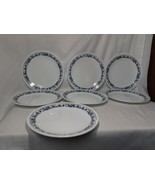 7 VTG Corelle Old Town Blue Luncheon Plates 8-1/2&quot; Dia, Made in USA - £21.31 GBP