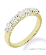Forever ONE D-E-F Round Cut Moissanite 14k Yellow Gold 5-Stone Band Wedd... - $385.69+