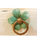 Brass Drawer Cabinet Knob Pull Cupboard Mini Ring FLOWER Vintage Home Decor - £55.91 GBP