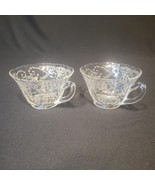 Two (2) Cambridge Portia Tea Cups Handled Etched Elegant Glass Art Deco ... - $854.46 MXN
