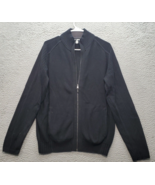 Calvin Klein Cardigan Sweater Mens Medium Black Ribbed Hem &amp; Cuff Full Z... - $38.00 CAD