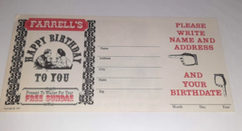 Vtg FARRELL&#39;S Ice Cream Parlour Birthday Club Sign-up Card Postcard 1973 - £7.43 GBP